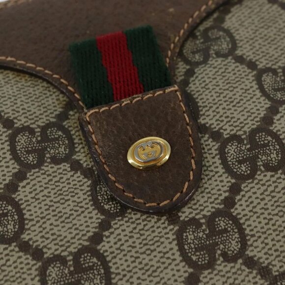 GUCCI GG Supreme Web Sherry Line Bag PVC Beige Gold 89 02 018 Auth yk19730 - Picture 9 of 16